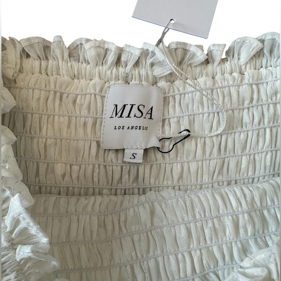 Misa Los Angeles Cassandra Tiered Maxi Dress White On or Off-Shoulder Small NWT - Picture 14 of 15